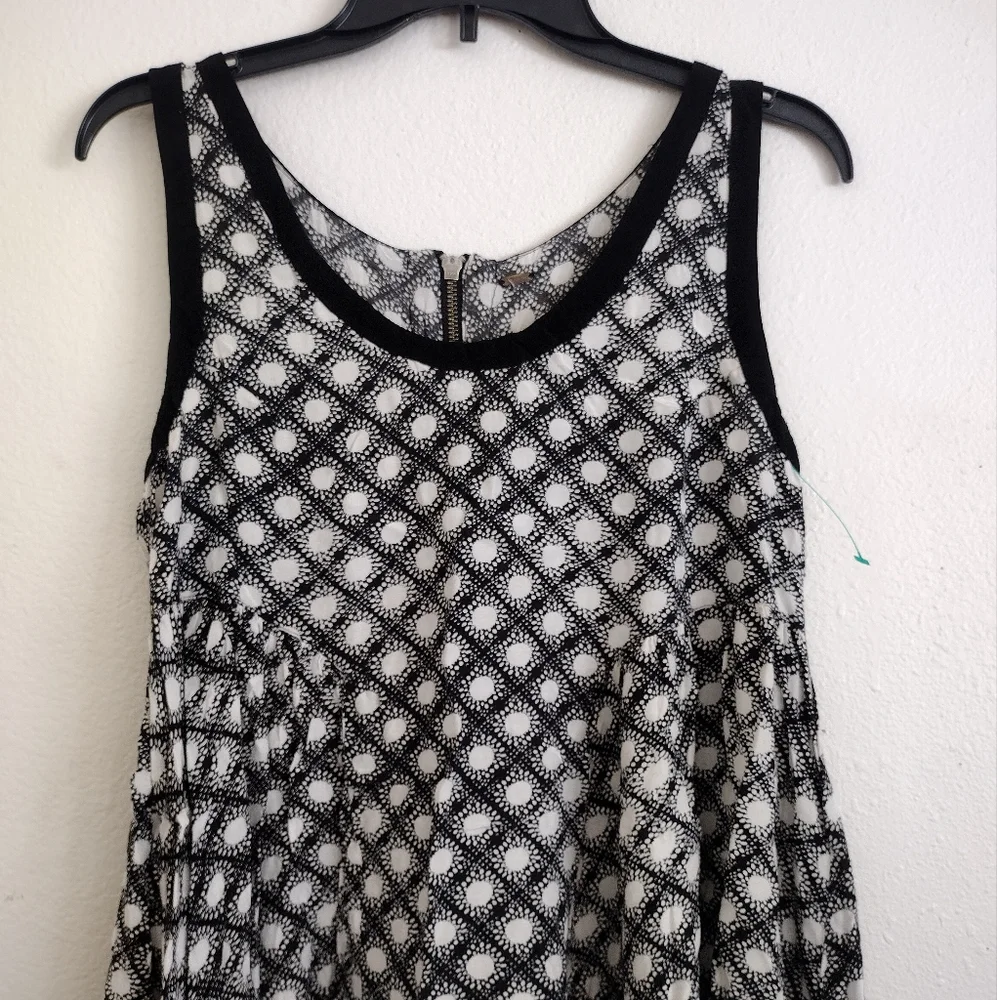 Free People Black White Sleeveless Molly Dot Swing Tunic Mini Dress